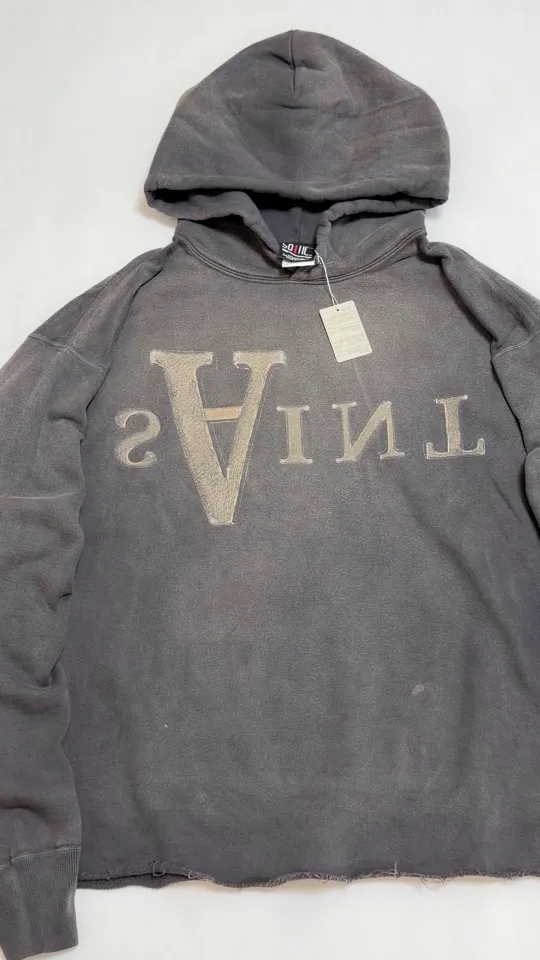 SAINT Mxxxxxx HOODIE/ANARCHY/BLK Mirror reverse SAINT hooded sweatshirt/ANARCHY barrage virgin hoodie S-XL Assute dyeing, heavy washing and water fading, multi-bit wormhole destruction treatment, genuine plate opening and mold opening, the difference is shown in the picture to make the product! Authentic level printing process, correct main mark/wash mark ⚠️Note: This model does not have the little angel mark